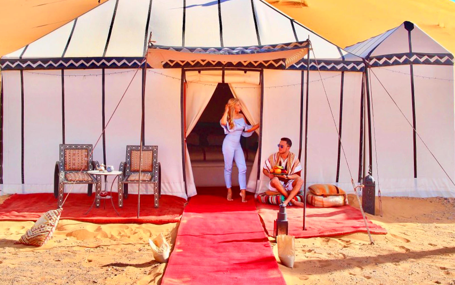 couple in merzouga sahara camp