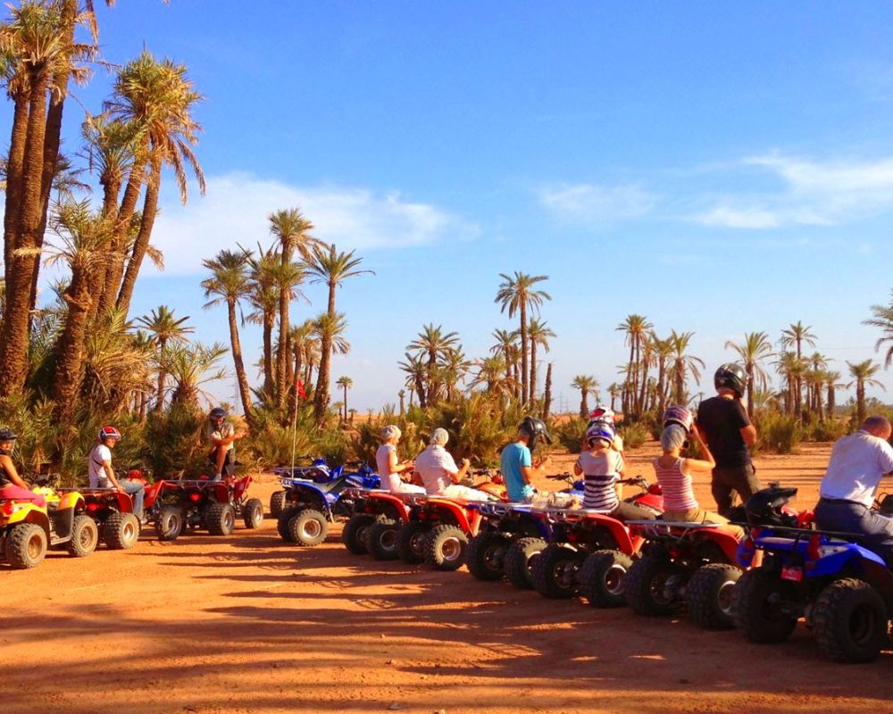 groupe of people riding quad in marrakech