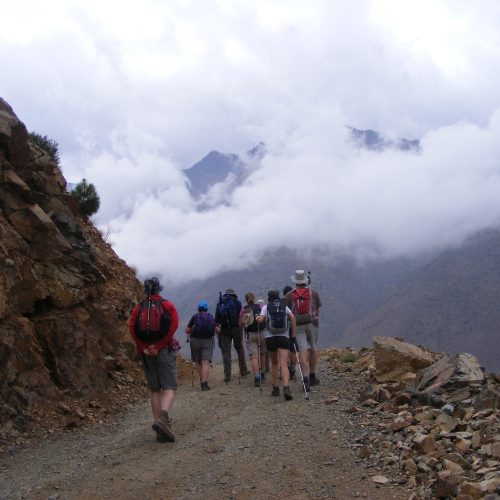 trekkers high atlas mountains